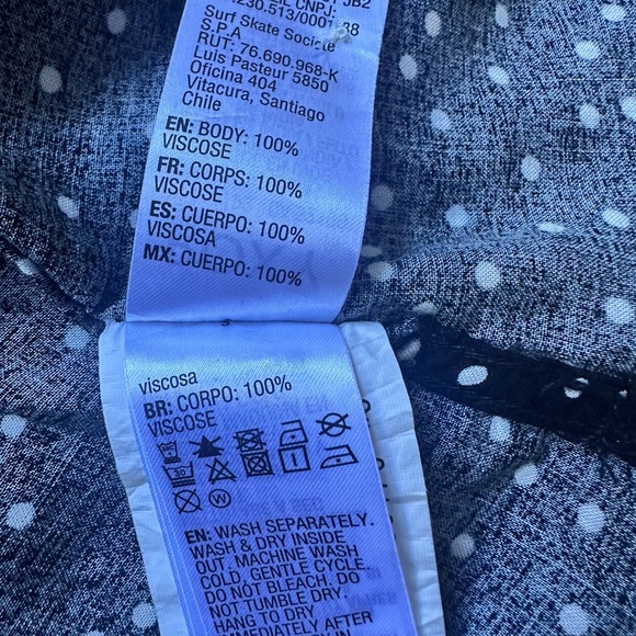 ROXY NWT polka-dot button down blouse – black/white, long sleeve, relaxed, sz M - Picture 7 of 8